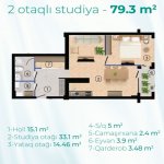 Продажа 1 комнат Новостройка, м. Короглу метро, пос. Боюкшор , Наримановский р-н район 2