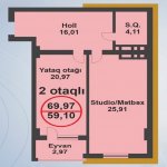 Satılır 1 otaqlı Yeni Tikili Xırdalan 2